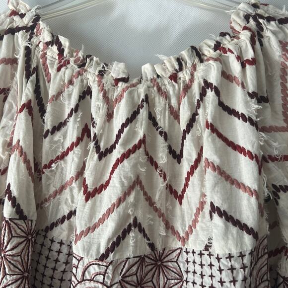 BNCI Womens Top Medium Floral Embroidered Fairy Boho Cottagecore Flared Sleeves - Picture 8 of 13